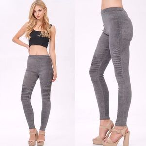 Venti6 Faux Suede High Rise Moto Leggings sz L